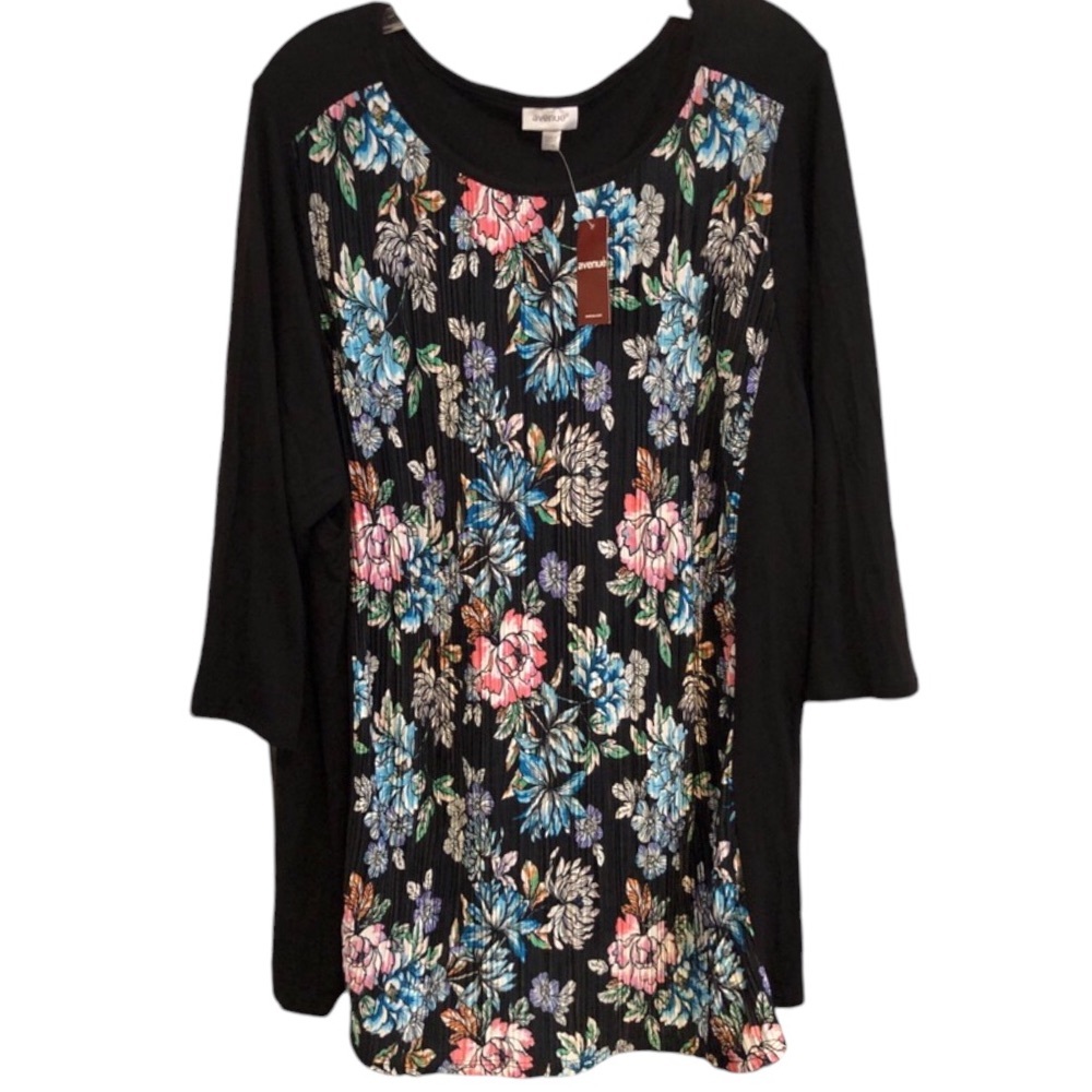 New Avenue Tunic Top Black Plus Size Bright Colors Flattering Size 22/24